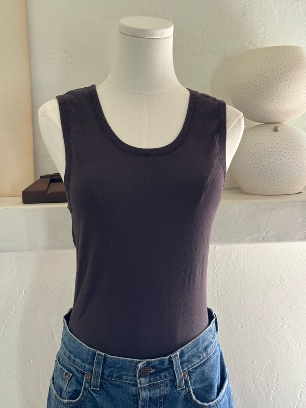 Imogene + Willie Black Cotton Tank Top Slim Fit XS Small Minimalist Staple